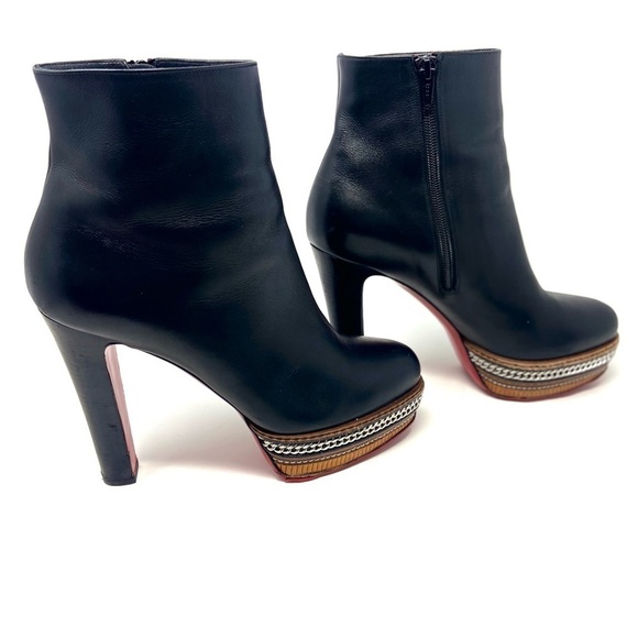 Christian Louboutin Black Smooth Leather Ankle Booties size 9 - Picture 11 of 15